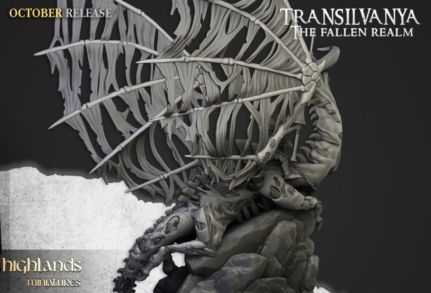 28mm Highland Miniatures Vampire Lady on Zombie Dragon Fantasy