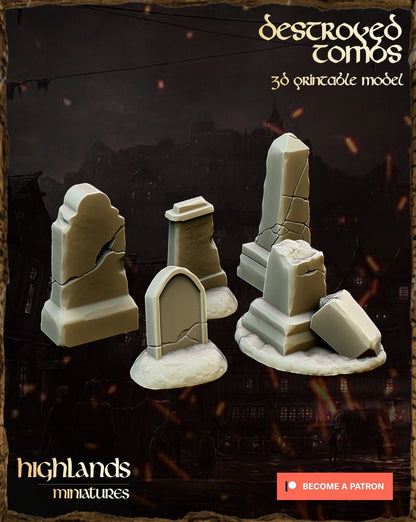 Wargaming Terrain Tombstones (set of 10) Various Scales Historical Wargaming