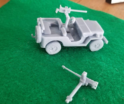 WWII US Jeep with Pintle Mounted MMG (1 model) Various Scales Historical Wargaming