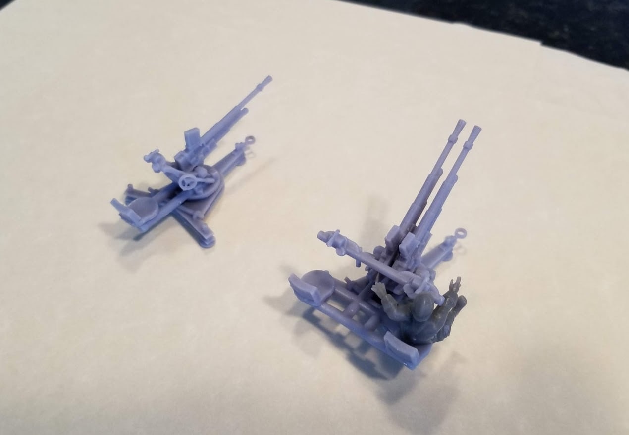 WWII French Hotchkiss 25mm AA Gun (2 guns) Various Scales Historical Wargaming