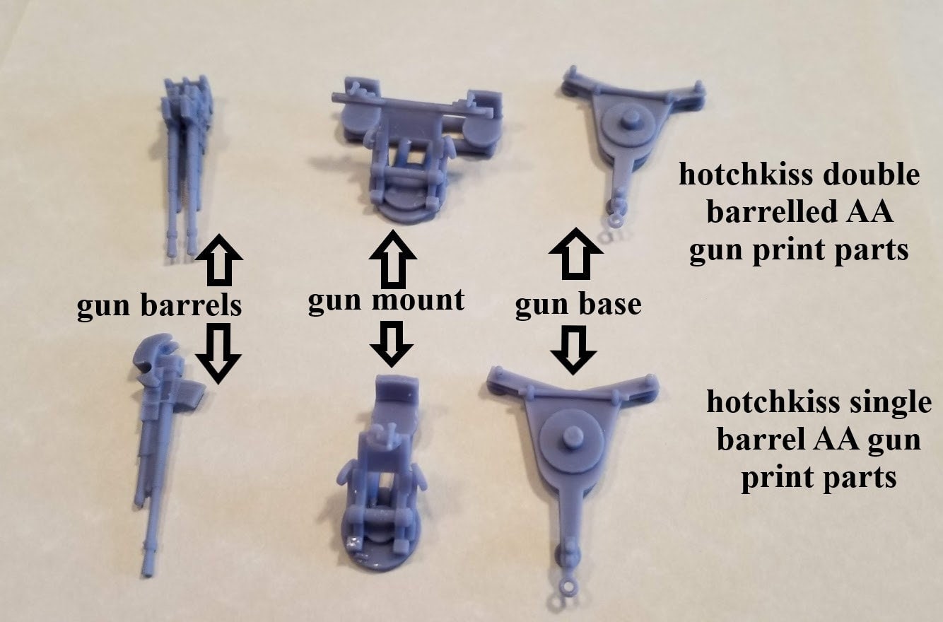 WWII French Hotchkiss 25mm AA Gun (2 guns) Various Scales Historical Wargaming (US tariffs are pre-paid by us)
