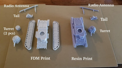 WWII French D1 Tank Various Scales Historical Wargaming (1 model)