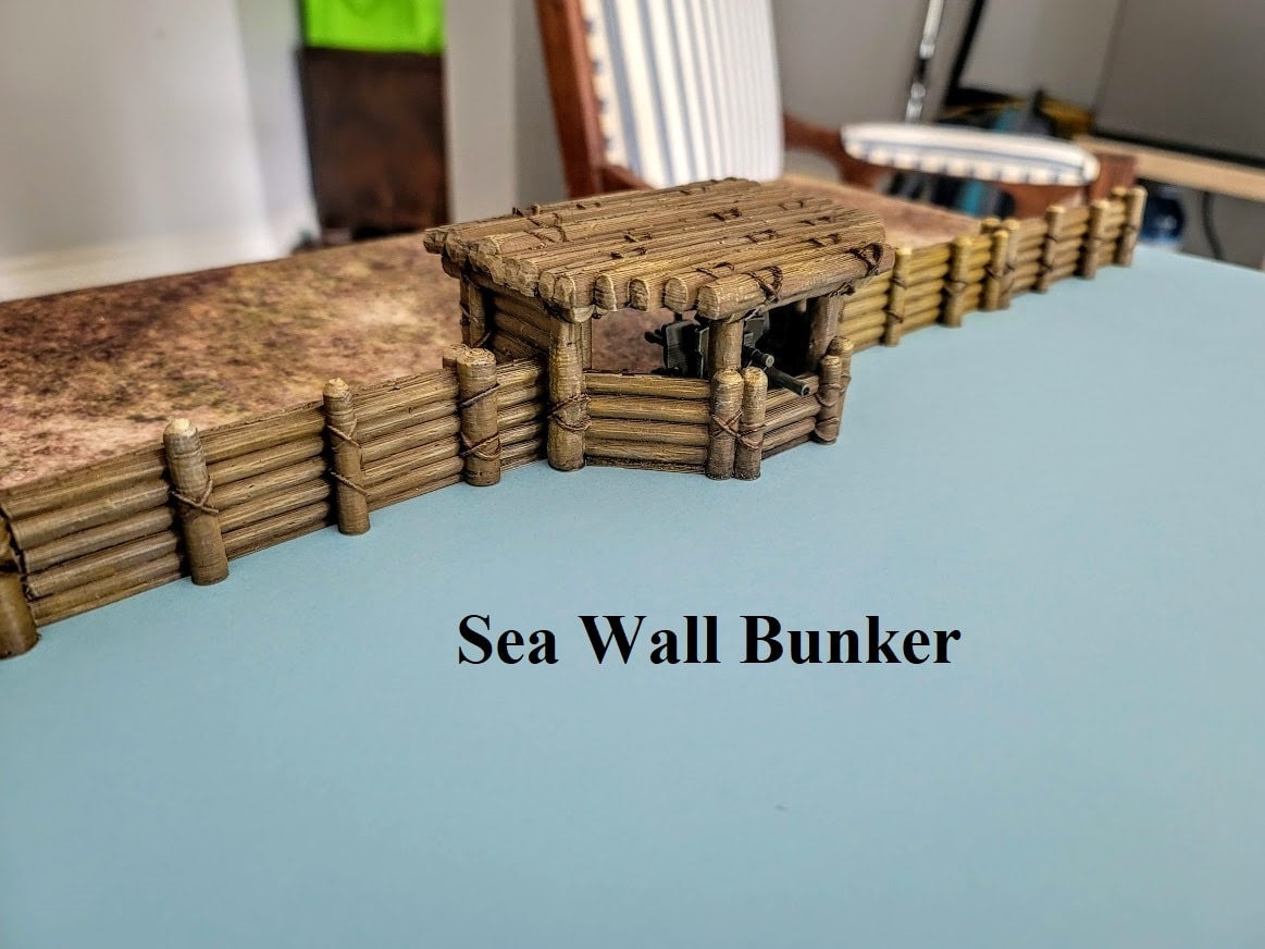 Wargaming Terrain WWII Seawall Bunker and Trenches Set Various Scales Historical Wargaming (US tariffs are pre-paid by us)