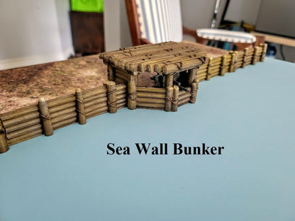 Wargaming Terrain WWII Seawall Bunker and Trenches Set Various Scales Historical Wargaming (US tariffs are pre-paid by us)