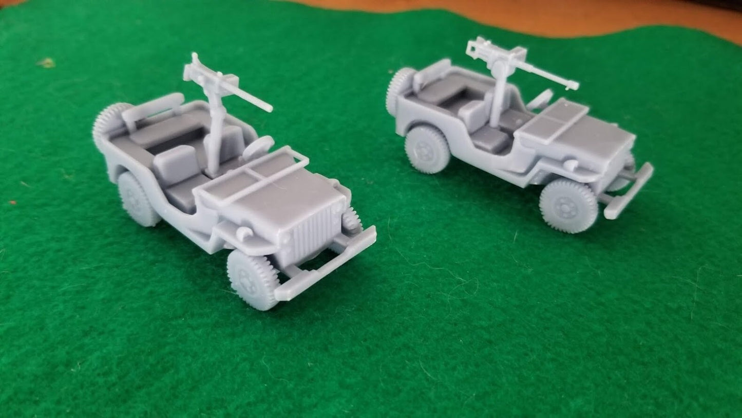 WWII US Jeep with Pintle Mounted MMG (1 model) Various Scales Historical Wargaming