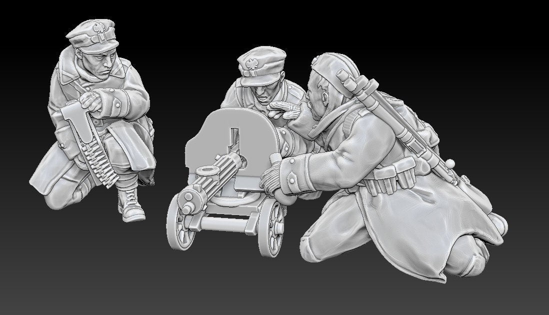 WWII Polish People’s Army Maxim Team (3 models) Various Scales Historical Wargaming
