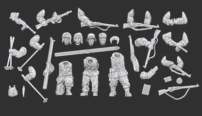 WWII Finnish Soldiers in Winter Overalls Multipart Set (10 models) Various Scales Historical Wargaming (US tariffs are pre-paid by us)