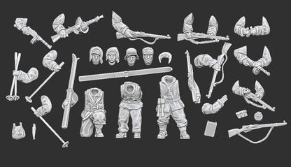 WWII Finnish Soldiers in Winter Overalls Multipart Set (10 models) Various Scales Historical Wargaming