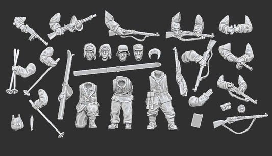 WWII Finnish Soldiers in Winter Overalls Multipart Set (10 models) Various Scales Historical Wargaming
