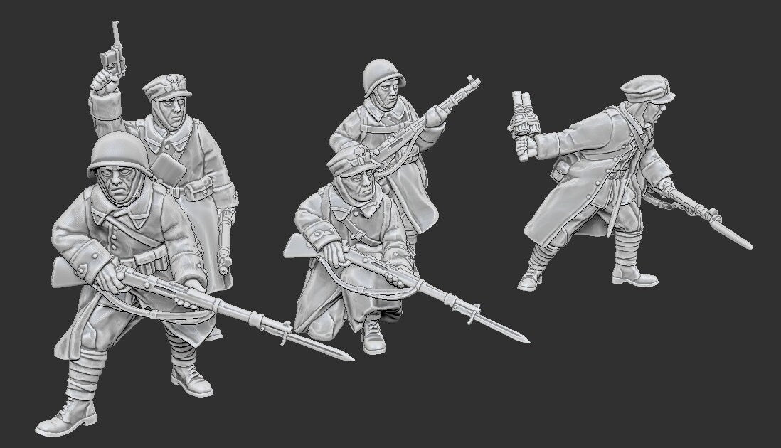 WWII Infantry Polish Rifleman (5 models) Various Scales Historical Wargaming