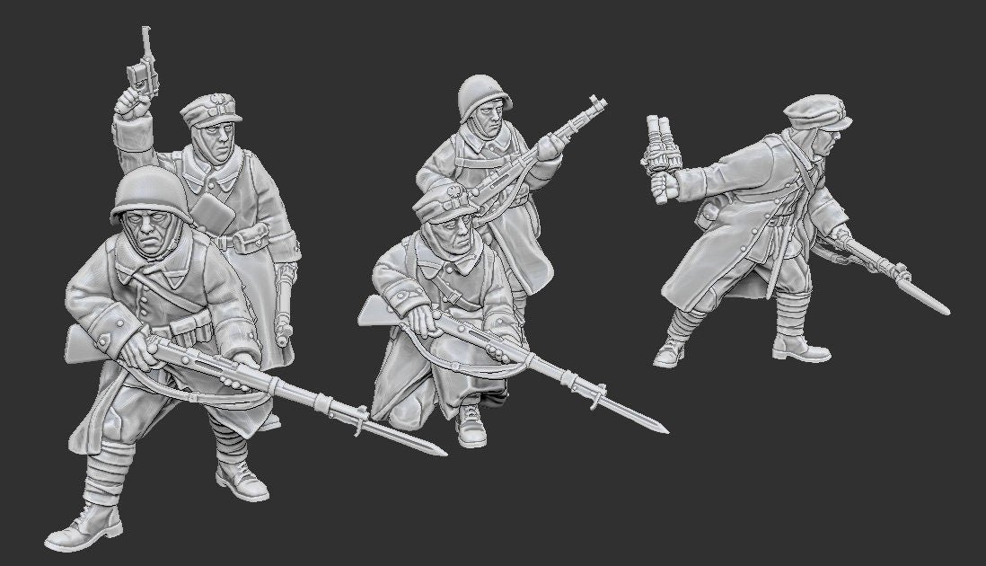 WWII Infantry Polish Rifleman (5 models) Various Scales Historical Wargaming (US tariffs are pre-paid by us)