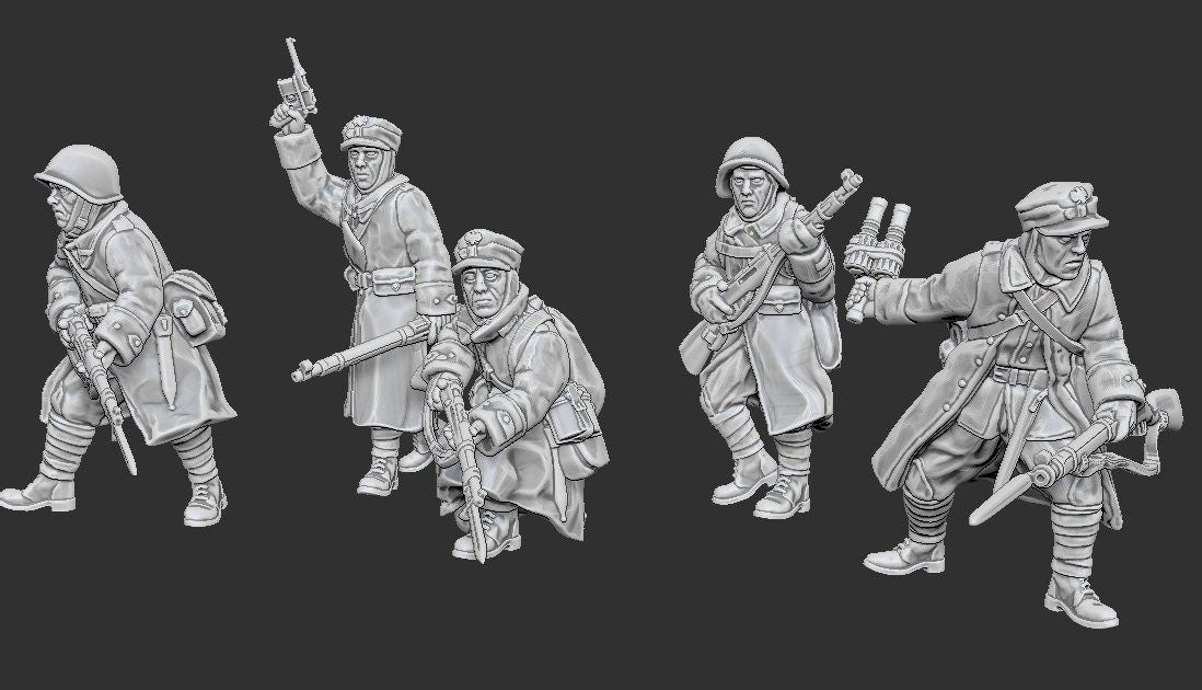 WWII Polish Berling Army Rifleman Squad (5 models) Various Scales Historical Wargaming
