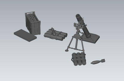 WWII British 8th Army 3 Inch Mortar with Crew (4 models) Various Scales Historical Wargaming (US tariffs are pre-paid by us)