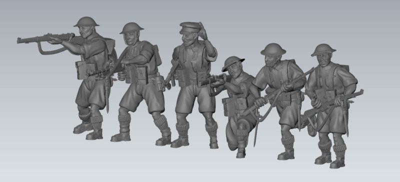 WWII British 8th Army Combat Squad (6 models) Various Scales Historical Wargaming
