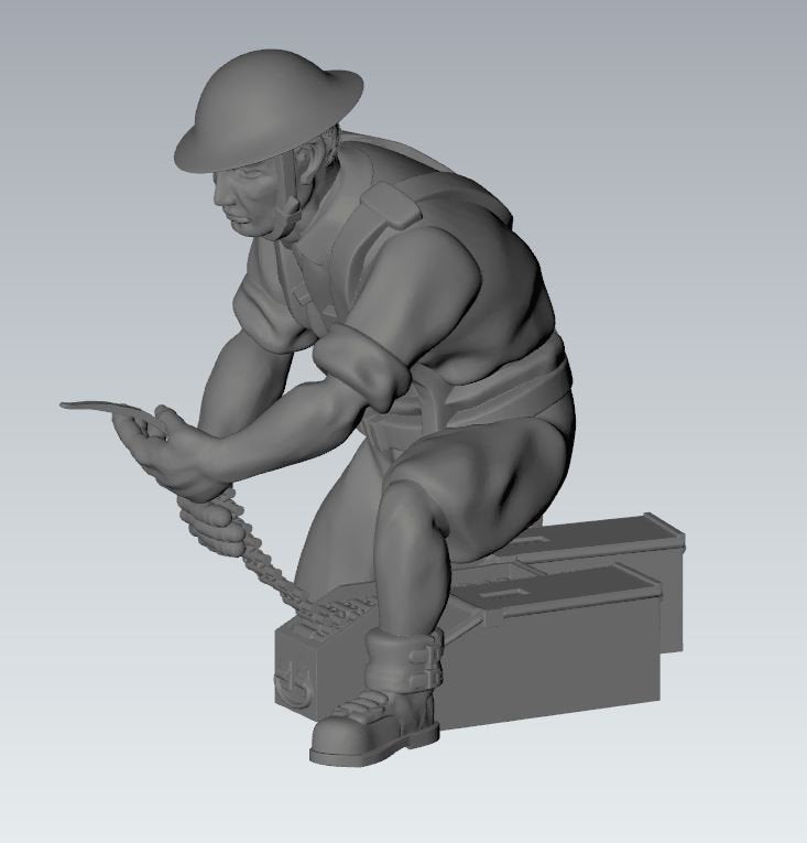 WWII British 8th Army Vickers 303 MMG And Crew (3 models) Various Scales Historical Wargaming