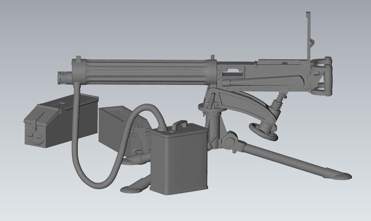 WWII British 8th Army Vickers 303 MMG And Crew (3 models) Various Scales Historical Wargaming