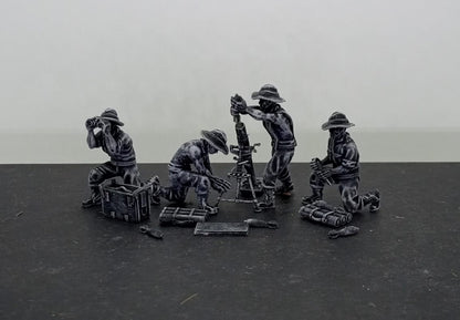 WWII Australian 3 Inch Mortar And Crew (4 models) Various Scales Historical Wargaming
