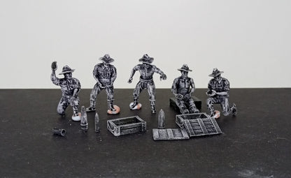 WWII Australian Generic Gun Crew (5 models) Various Scales Historical Wargaming
