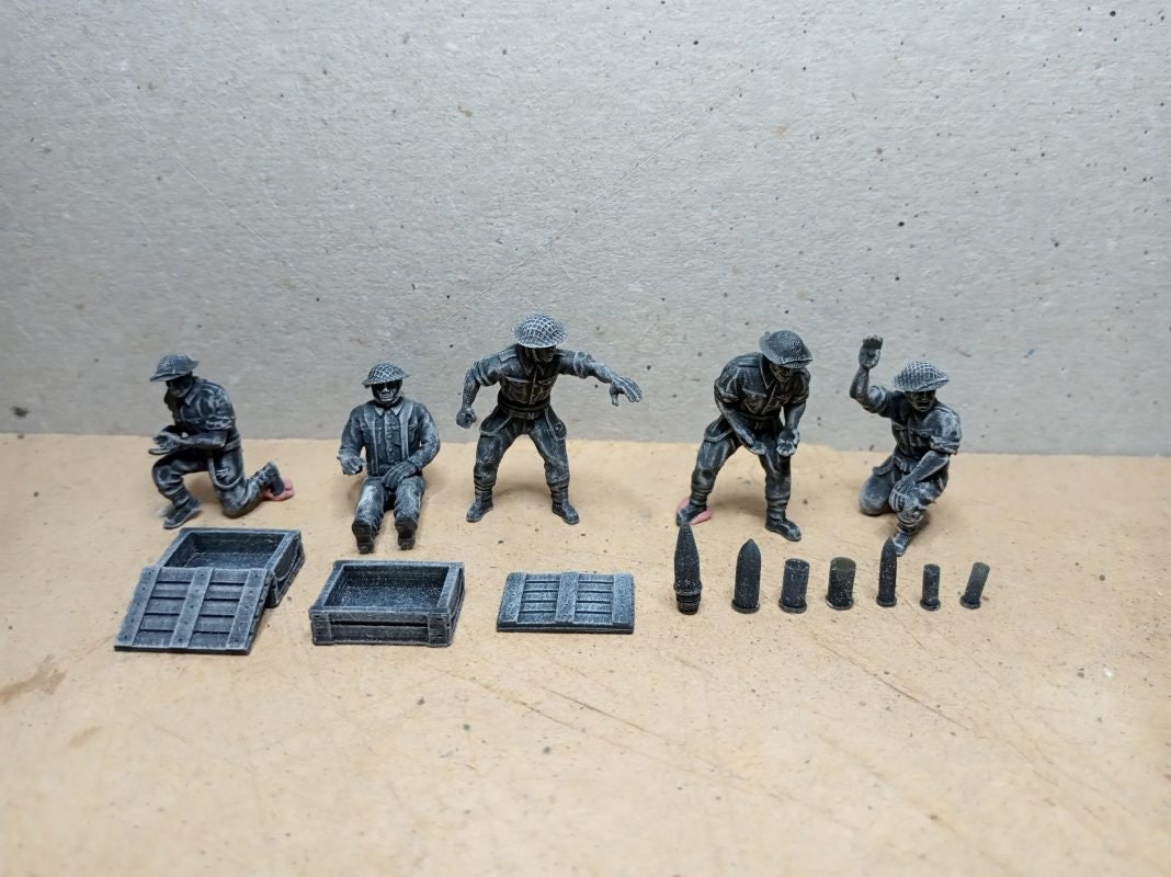 WWII British Commonwealth Generic Artillery Crew (5 models) Various Scales Historical Wargaming (US tariffs are pre-paid by us)