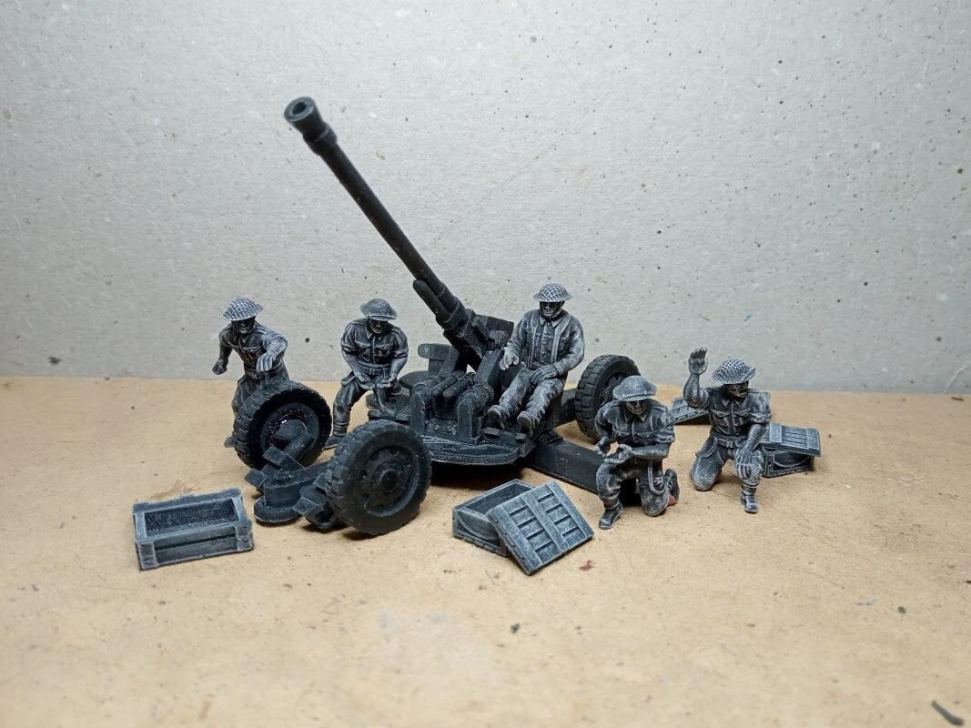 WWII British Commonwealth Generic Artillery Crew (5 models) Various Scales Historical Wargaming