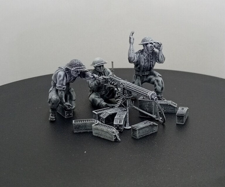 WWII British Vickers 303 MMG with Crew (3 models) Various Scales Historical Wargaming