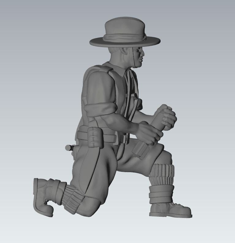 WWII British Gurkha 3 Inch Mortar And Crew (4 models) Various Scales Historical Wargaming