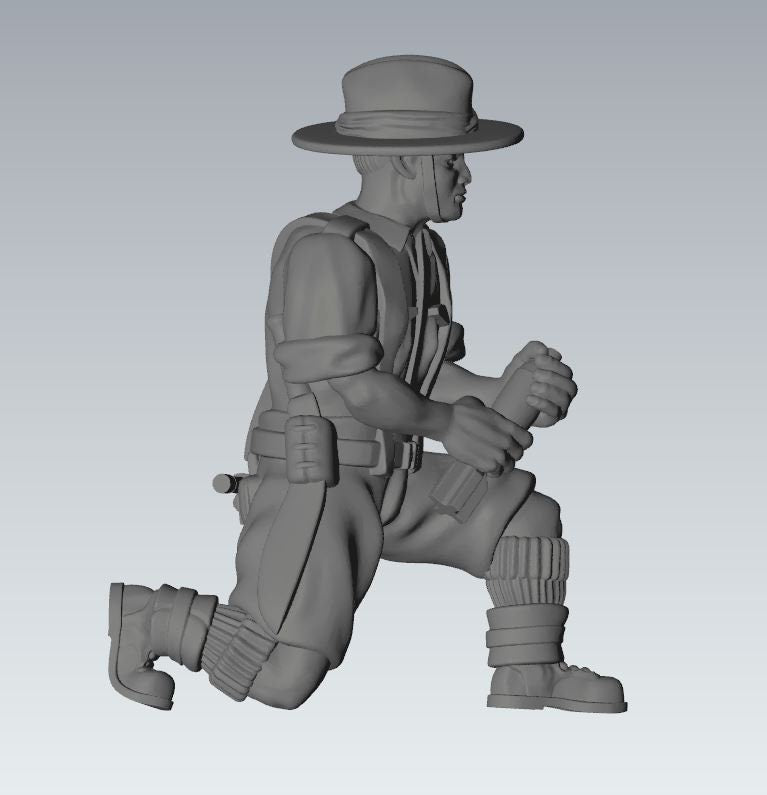 WWII British Gurkha 3 Inch Mortar And Crew (4 models) Various Scales Historical Wargaming (US tariffs are pre-paid by us)