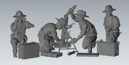 WWII British Gurkha 3 Inch Mortar And Crew (4 models) Various Scales Historical Wargaming