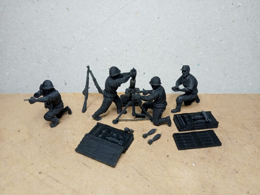 WWII Japanese 81 mm Medium Mortar with Crew (4 models) Various Scales Historical Wargaming