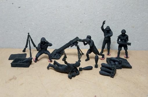 WWII Japanese 150 mm Heavy Mortar And Crew (5 models) Various Scales Historical Wargaming (US tariffs are pre-paid by us)