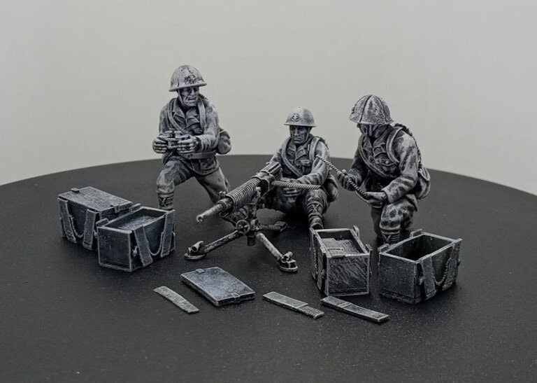 WWII Japanese SNLF MMG Type 92 And Crew (3 models) Various Scales Historical Wargaming