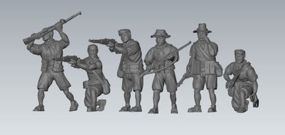 WWII Asian Native Irregular Fighters (6 models) Various Scales Historical Wargaming
