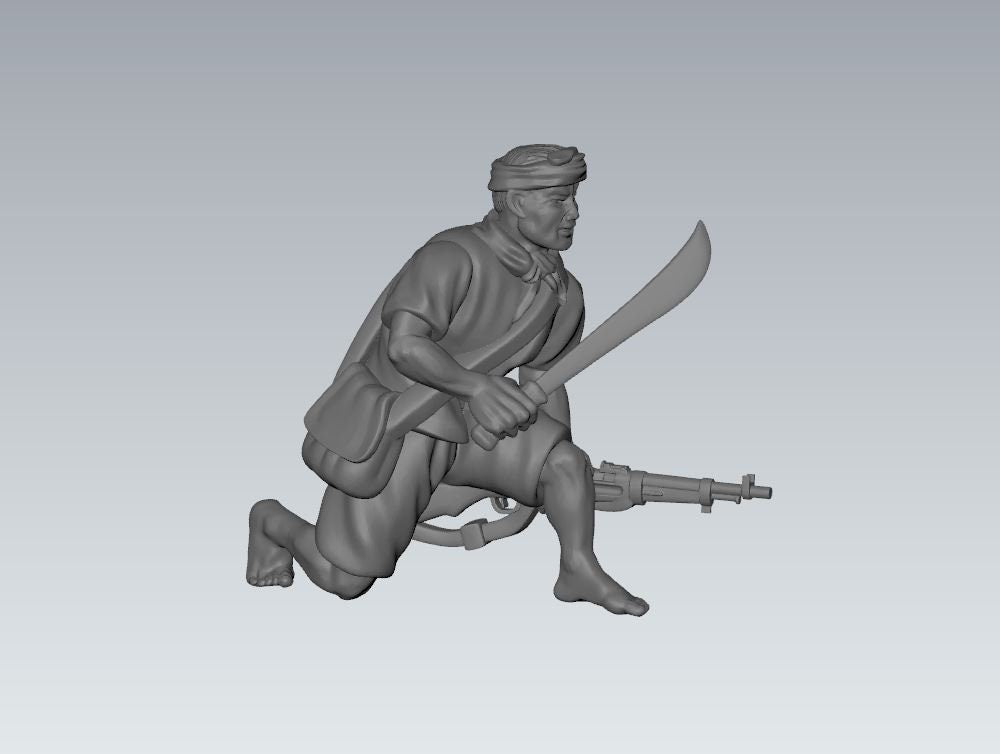 WWII Asian Native Irregular Fighters (6 models) Various Scales Historical Wargaming
