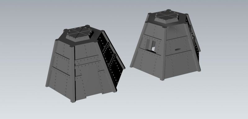 Wargaming Terrain Japanese Steel Pillbox Set (2 Pillboxes) Various Scales Historical Wargaming (US tariffs are pre-paid by us)