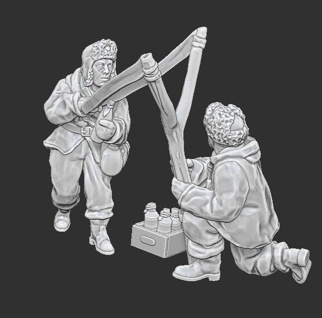 WWII Finnish Kinetic Thrower Team (2 models) Various Scales Historical Wargaming