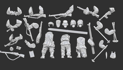 WWII Finnish Soldiers in Winter Overalls Multipart Set (10 models) Various Scales Historical Wargaming
