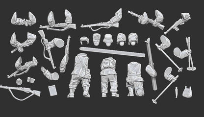 WWII Finnish Soldiers in Winter Overalls Multipart Set (10 models) Various Scales Historical Wargaming (US tariffs are pre-paid by us)
