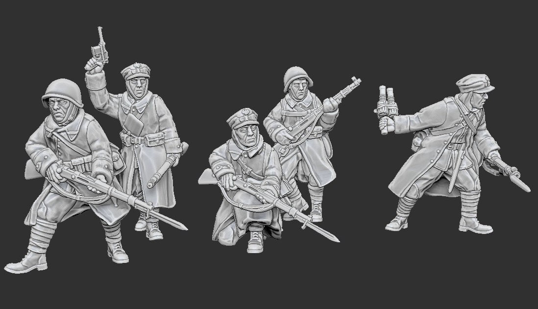 WWII Infantry Polish Rifleman (5 models) Various Scales Historical Wargaming (US tariffs are pre-paid by us)