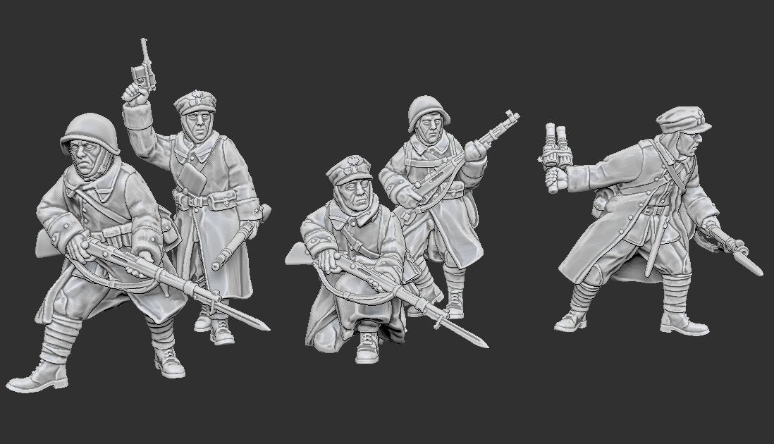 WWII Polish Berling Army Rifleman Squad (5 models) Various Scales Historical Wargaming