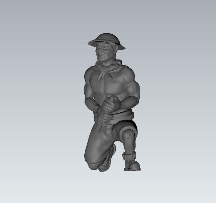 WWII British 8th Army 3 Inch Mortar with Crew (4 models) Various Scales Historical Wargaming