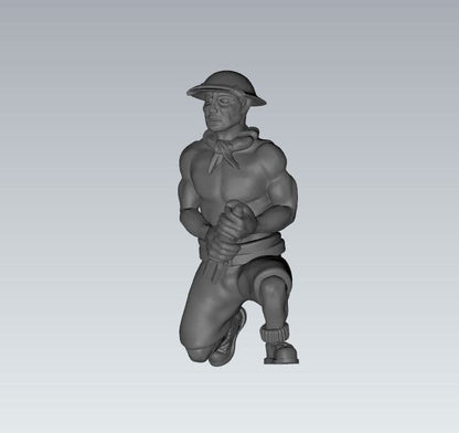 WWII British 8th Army 3 Inch Mortar with Crew (4 models) Various Scales Historical Wargaming