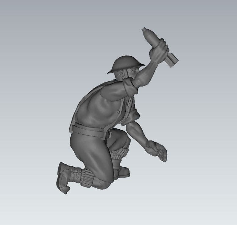 WWII British 8th Army 3 Inch Mortar with Crew (4 models) Various Scales Historical Wargaming