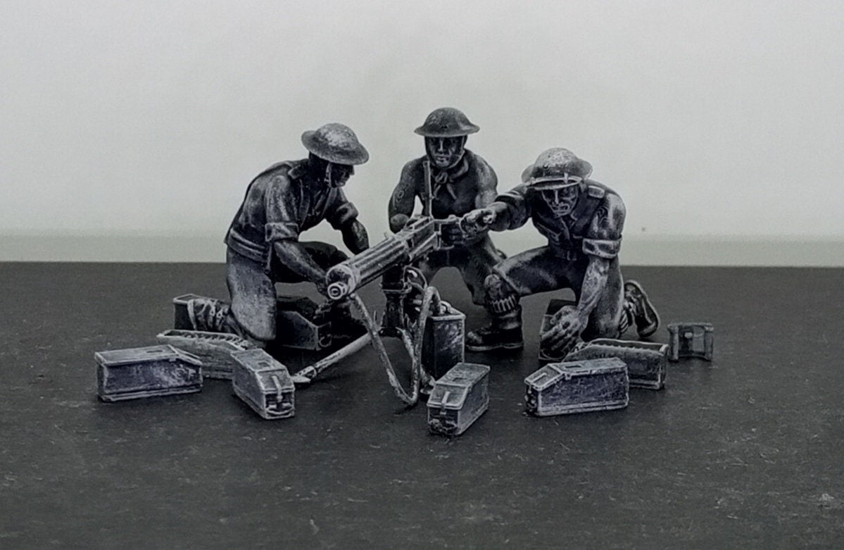 WWII British 8th Army Vickers 303 MMG And Crew (3 models) Various Scales Historical Wargaming (US tariffs are pre-paid by us)