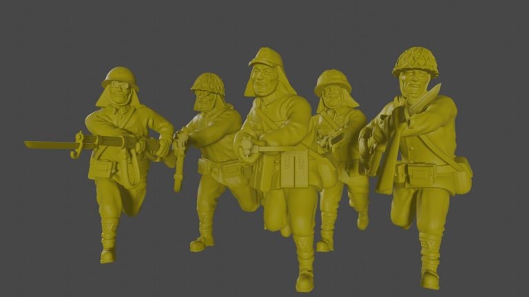 WWII Japanese Banzai Charge (5 models) Various Scales Historical Wargaming (US tariffs are pre-paid by us)