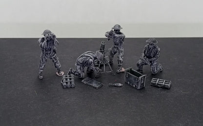 WWII British 3 Inch Mortar with Crew (4 models) Various Scales Historical Wargaming (US tariffs are pre-paid by us)