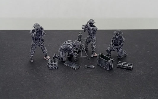 WWII British 3 Inch Mortar with Crew (4 models) Various Scales Historical Wargaming