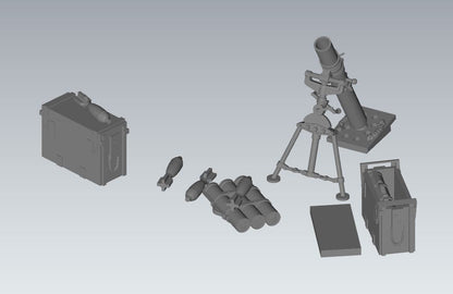 WWII Chindit 3 Inch Mortar with Crew (4 models) Various Scales Historical Wargaming (US tariffs are pre-paid by us)
