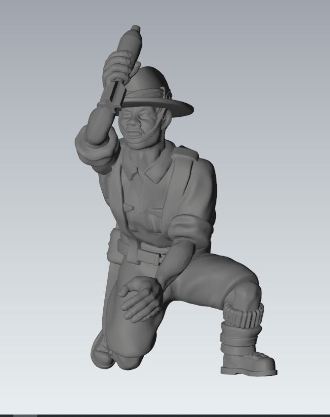 WWII British Gurkha 3 Inch Mortar And Crew (4 models) Various Scales Historical Wargaming