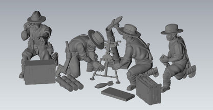 WWII British Gurkha 3 Inch Mortar And Crew (4 models) Various Scales Historical Wargaming