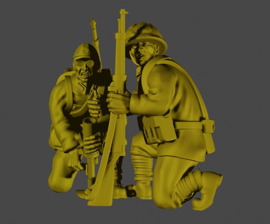 WWII Japanese 50 mm Light Mortar Team (3 models) Various Scales Historical Wargaming (US tariffs are pre-paid by us)